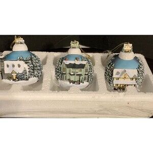Thomas Kinkade Winter Memories Houses Ornament Collection Bradford Ed Victorian